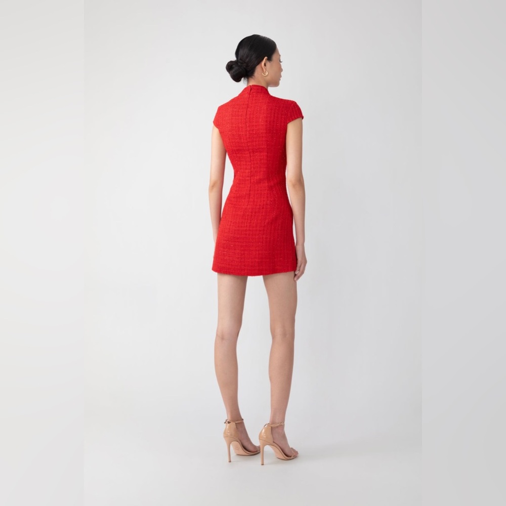 SAU LEE NATASHA TWEED MINI DRESS IN RED, brand new, never worn, no flaws. - Picture 6 of 16